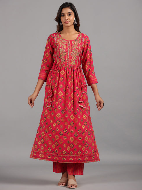 Amchoor-Pink-Embroidered-Printed-Kurti-Sets