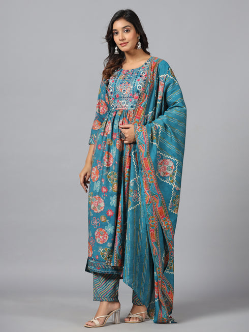 Amchoor T-Blue Floral Print kurti-set