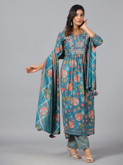 Amchoor T-Blue Floral Print kurti-set