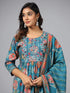 Amchoor T-Blue Floral Print kurti-set