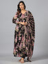 Amchoor Black Floral Print Kurti Sets