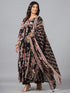 Amchoor Black Floral Print Kurti Sets