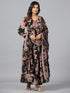 Amchoor Black Floral Print Kurti Sets