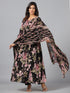 Amchoor Black Floral Print Kurti Sets