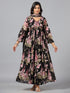 Amchoor Black Floral Print Kurti Sets