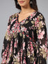 Amchoor Black Floral Print Kurti Sets