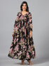 Amchoor Black Floral Print Kurti Sets