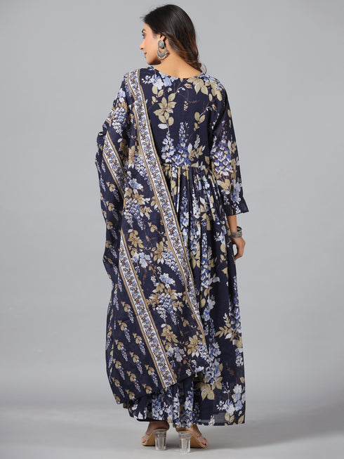 Amchoor Blue Floral print kurti set