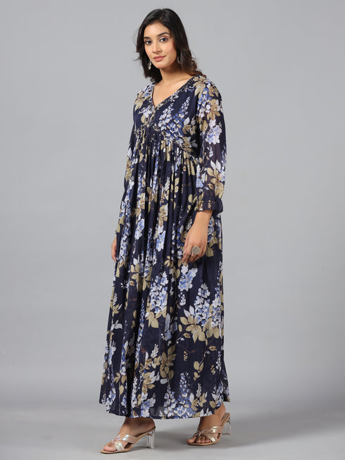 Amchoor Blue Floral print kurti set