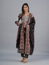 Amchoor Black Abstract Printed Kurti Set with Dupatta