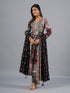 Amchoor Black Abstract Printed Kurti Set with Dupatta