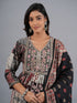 Amchoor Black Abstract Printed Kurti Set with Dupatta