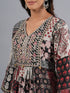 Amchoor Black Abstract Printed Kurti Set with Dupatta