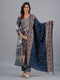 Amchoor Blue Traditional Printed Kurti Set with Dupatta