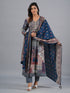 Amchoor Blue Traditional Printed Kurti Set with Dupatta