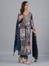 Amchoor Blue Traditional Printed Kurti Set with Dupatta