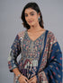 Amchoor Blue Traditional Printed Kurti Set with Dupatta