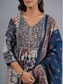 Amchoor Blue Traditional Printed Kurti Set with Dupatta