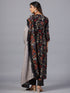 Amchoor Black Embroidered Printed Kurti Set