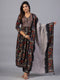 Amchoor Black Embroidered Printed Kurti Set