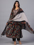 Amchoor Black Embroidered Printed Kurti Set
