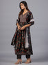 Amchoor Black Embroidered Printed Kurti Set