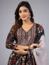 Amchoor Black Embroidered Printed Kurti Set
