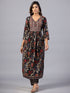 Amchoor Black Embroidered Printed Kurti Set
