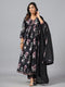 Amchoor Black Floral Print Kurti Set