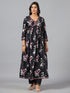Amchoor Black Floral Print Kurti Set