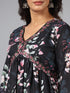 Amchoor Black Floral Print Kurti Set