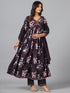 Amchoor Wine Floral Print kurti-set
