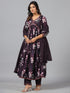 Amchoor Wine Floral Print kurti-set