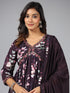 Amchoor Wine Floral Print kurti-set