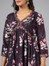 Amchoor Wine Floral Print kurti-set