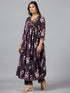 Amchoor Wine Floral Print kurti-set