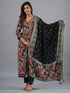 Amchoor Black Floral Printed Kurti Set with Dupatta