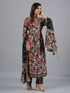 Amchoor Black Floral Printed Kurti Set with Dupatta