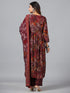 Amchoor Wine Botanical Print kurti set