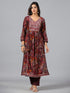Amchoor Wine Botanical Print kurti set