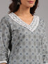 Amchoor Gray Embroidered Printed Cotton Kurti Sets with Dupatta