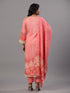 Pink Printed Kurti Set With Lace Detailed