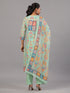Green Goemetric Print Kurti Set