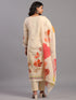 Cream Floral Print Kurti Set