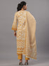 Mustard Cotton Printed Kurti Set