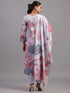 Purple Cotton Blend Botanical Kurti Set
