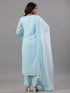 Blue Goergette Embroidered Kurti Set