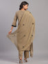 Olive Green Cotton Linen Floral Embroidered Kurti Set