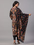 Black Block Print Mirror Work Kurti Set