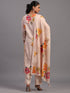 Beige Viscose Rayon Floral Print Kurti Set